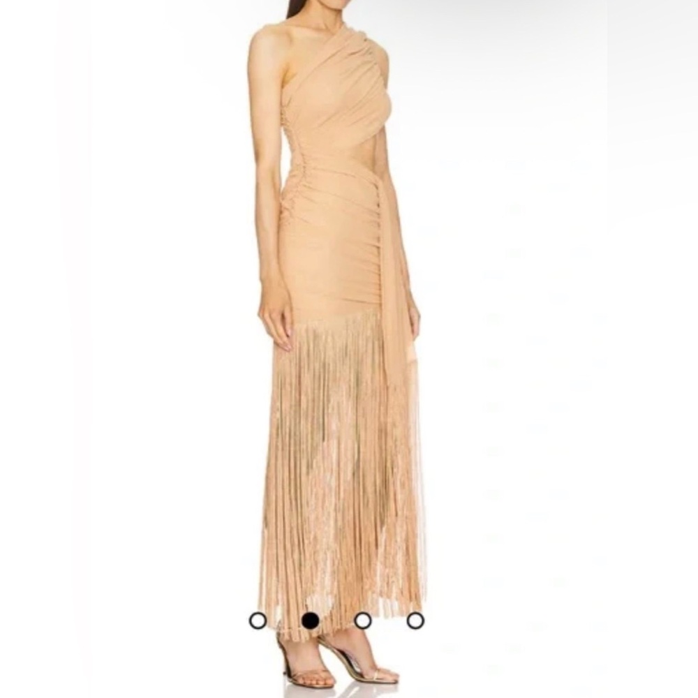 Michael Costello Tania One Shoulder Gown in Sand Neutral size S - Picture 3 of 7